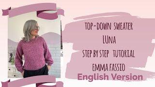 English version: step by step tutorial to knit the Luna top-down sweater with a raglan yoke