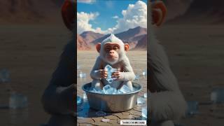 The monkey lives in the jungle and sits in the refrigerator to escape the heat  #ai #monkey #ice