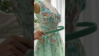 Making a 3D sequin flowers mint midi dress #dress #creative #fashion