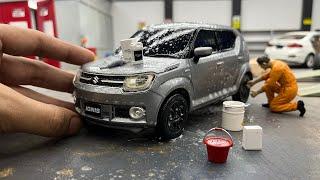 Servicing a Mini Suzuki Ignis after Offroading at Miniature Workshop | Realistic Diecast Model Cars