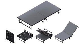 Staging 101 Folding Mobile Portable Stage on Wheels - Height Adjustable to 8", 16", 24" High