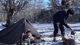 Solo Winter Camping |Surviving in -5°C Snowy Wilderness|