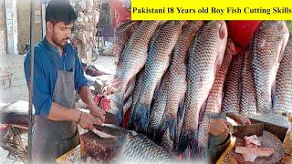 Very Easy & Simple Fish Cleaning and Cutting Skills | Pakistan Street Food | ZM Street Food