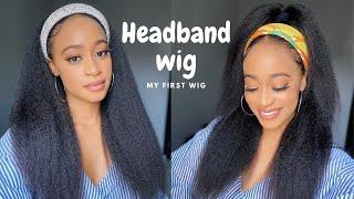 Super AFFORDABLE KINKY STRAIGHT HUMAN HAIR Headband wig! NO Lace No Glue! For THIN edges  MyFirstWig