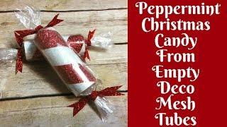 Christmas Crafts: Peppermint Candy Decorations From Empty Deco Mesh Tubes