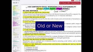 408 - CSRS Corporate Social responsibility and Sustainability ( Old syllabus or New Syllabus???)