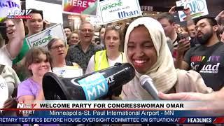 WELCOME BACK ILHAN: Crowd at MN airport chant support for Omar