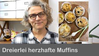 3 herzhafte vegane Muffins / 1 Grundteig