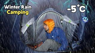 Solo Camping In Heavy Rain & Thunderstorm | Winter Rain Camping In Himachal Pardesh | Snow Camping