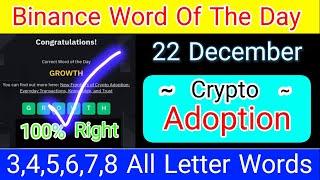 Binance Word Of The Day | Crypto Adoption Wotd Answers