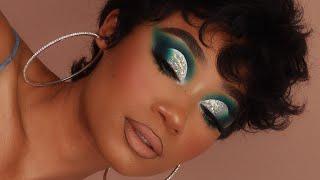 Teal + Silver Chunky Glitter Makeup Look | MakeupTiffanyJ