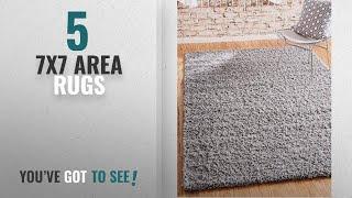 Top 10 7X7 Area Rugs [2018 ]: Unique Loom Solid Shag Collection Cloud Gray 7 x 10 Area Rug (7' x