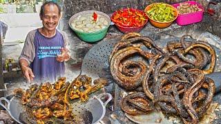 WARUNG DI TENGAH KAMPUNG !!!!! COBEK BELUT DI ULEG SAMPE HALUS PAKE BANYAK CABE !!!!