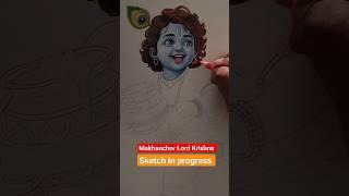 Makhanchor Lord Krishna | Color Pencil Sketch in Progress | Devotional Art part 2
