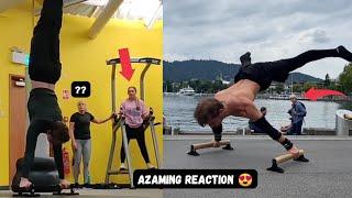 Girls Reaction to Seeing His Workout "Amazing Reaction" 