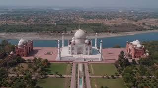 Taj Mahal aerial view Agra Drone video