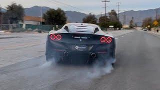 STRAIGHT PIPED FERRARI F8 !! SOUND REVS ACCELERATION DRIFTING !!