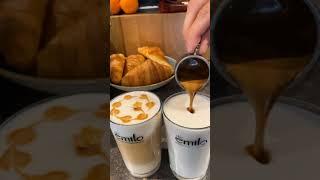 Latte macchiato ASMR latte art creativity