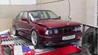 Evolve Tuned BMW E34 M5 on Dyno Rolling Road Exhaust Flames