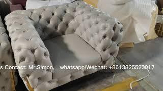 Hig end luxury modern design tufted real leather living room sofa furniture