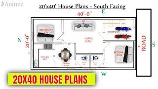 Floor plan for houses - 20x40 house plans - 20x40 house design - 2 bedroom house plans