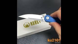 Mizo Liner Lock Front Flipper Folding Knife Blue G10 Handle 3.15" #knives#kubeyknives#foldingknife