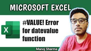 Value error for DATEVALUE function in Excel