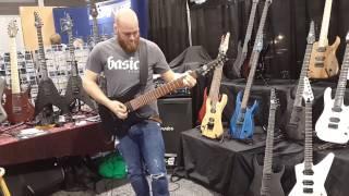 NAMM-2014.Jim Hughes at Strictly 7 guitars .The Master of the 8 strings.