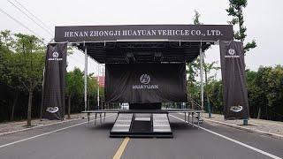 Custom Mobile Stage Trailer HUAYUAN-ST180 hydraulic operation for professional outdoor performance