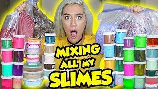 MIXING ALL MY SLIMES!! GIANT SLIME SMOOTHIE! SATISFYING SLIME | NICOLE SKYES