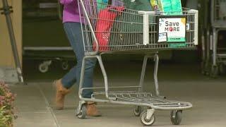 Locking carts to prevent thefts at Fred Meyer