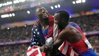 Track stars Grant Holloway, Daniel Roberts take gold, silver medals in 110m hurdles final