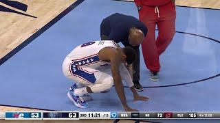 Paul George Ankle Injury! Went back to the Sixers locker room