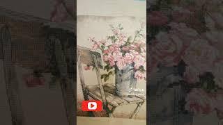 Рулончик готова робота. Набір для вишивання хрестом DIMENSIONS Roses on White Chair 35187