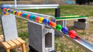 Marble run ASMR  Long L-shaped course to enjoy outside