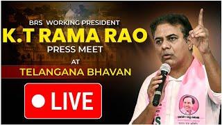 Live : BRS Working President KTR addressing the media at Telangana Bhavan.