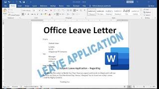 leave application format for employee in MS word