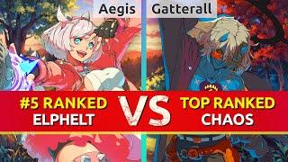 GGST ▰ Aegis (#5 Ranked Elphelt) vs Gatterall (TOP Ranked Happy Chaos). High Level Gameplay