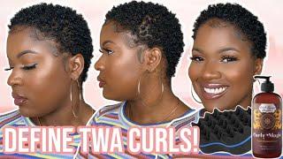 HOW TO DEFINE SHORT NATURAL CURLS ON A TWA | SHINY MOISTURIZED CURLS| NATURAL HAIR TUTORIAL (TYPE 4)