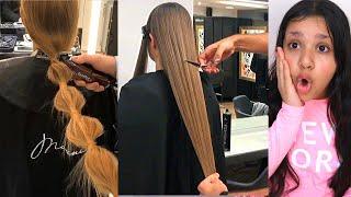 بنات قصوا شعرهم جدا قصير ! كيف يقدروا !! Super long haircut