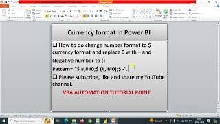 #change number format to currency format and zero replace with - in power bi #custom format#