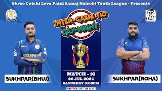 LIVE CRICKET : GAME 16 - SUKHPAR(BHUJ) V/S SUKHPAR(ROHA) || INTER-GAAM T10 SCLPS NAIROBI-KENYA