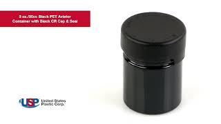 3 oz./90cc Black PET Aviator Container/Black CR Cap/Seal | U.S. Plastic Corporation®