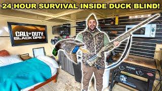 24 Hour NO FOOD Survival Challenge INSIDE my UNDERGROUND Hunting Blind!!! (Catch Clean Cook)