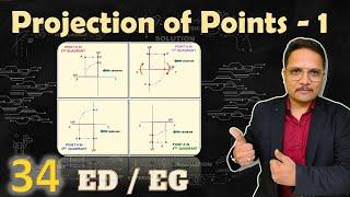 1 - Projection of points (Basics, Drawing Process & Solved Example) Explained in Engineering Drawing