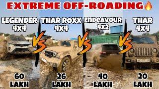 Legender Vs Thar Roxx Vs Endeavour Vs Thar Off-roading in खेत | Real 4x4 Power Test in खेत