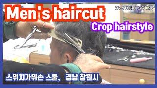 Men's haircut  ( Crop hairstyle  )