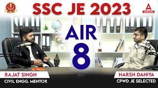 SSC JE 2023 Rank 08 Harsh Dahiya {CPWD JE Civil} | SSC JE Topper Interview Civil Engineering