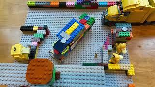 Arthur’s Lego Creations-089: border check point with truck & duck; airplane b727 with back door.