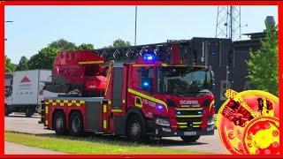 HALMSTAD (1010+1020+1030+9120) BRAND LÄGENHET räddningstjänsten region halland brandbil i utryckning